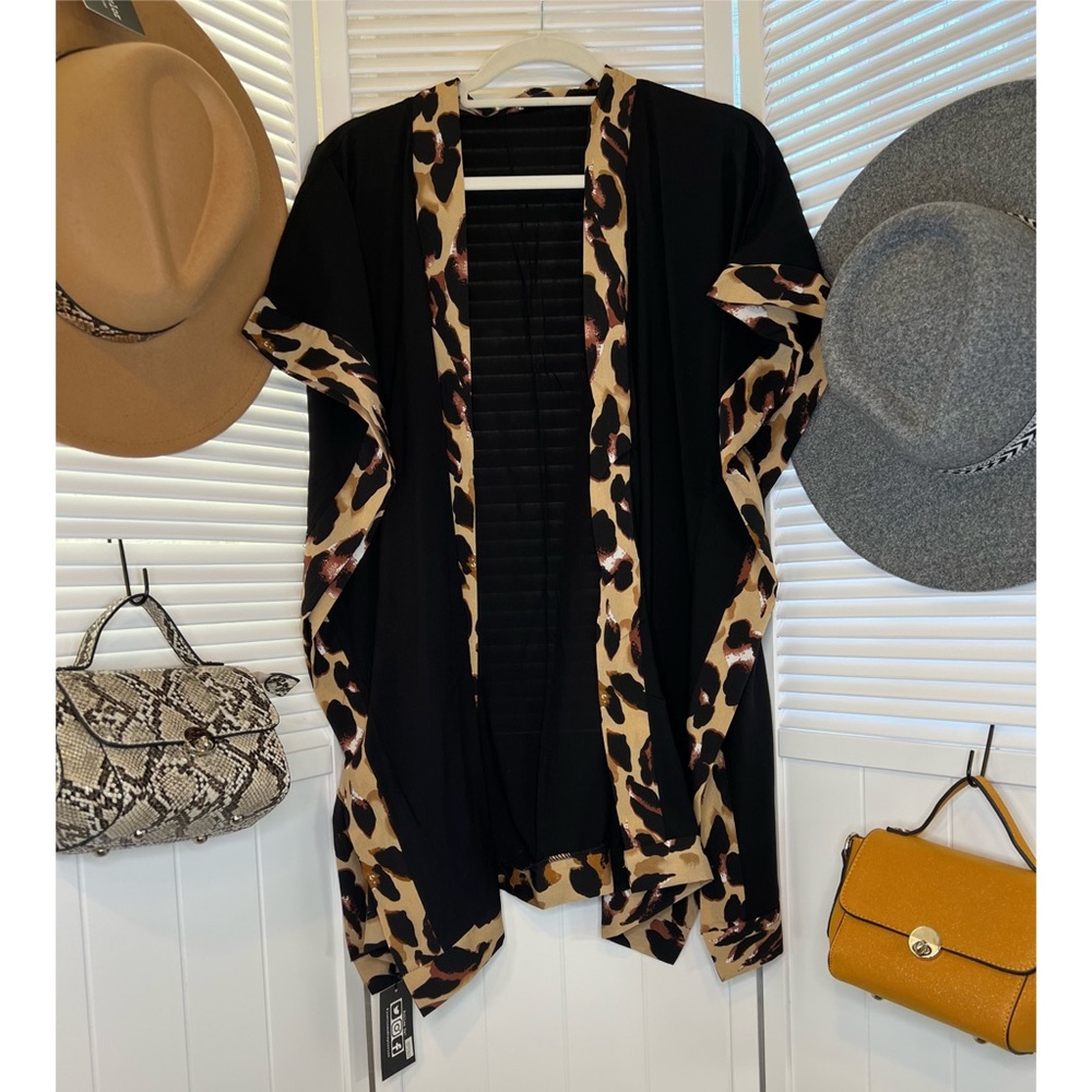 Leopard Side Slit Longline Kimono